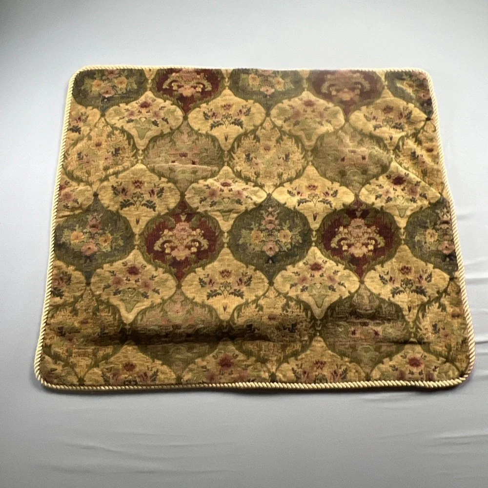Vintage Square Tapestry Throw Pillow Cover Floral Damask Corded Edge (26